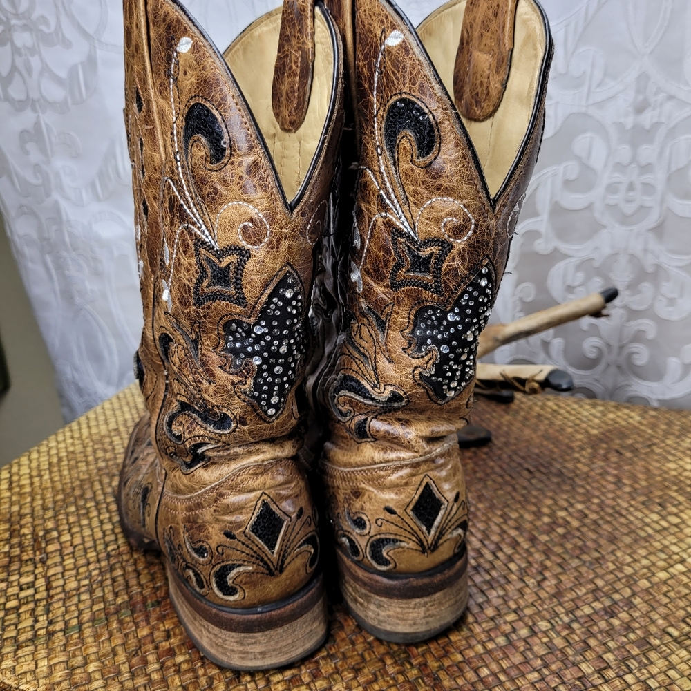 Gorgeous Corral Boots brown black Size 7 - Picture 4 of 12